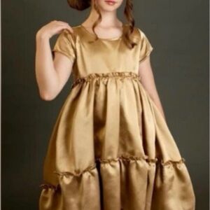 Gold Satin Girls' Party Dress